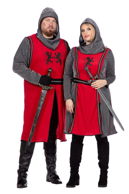 Robe de chevalier médiéval rouge/gris