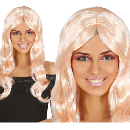 Perruque blonde cheveux longs ondulés