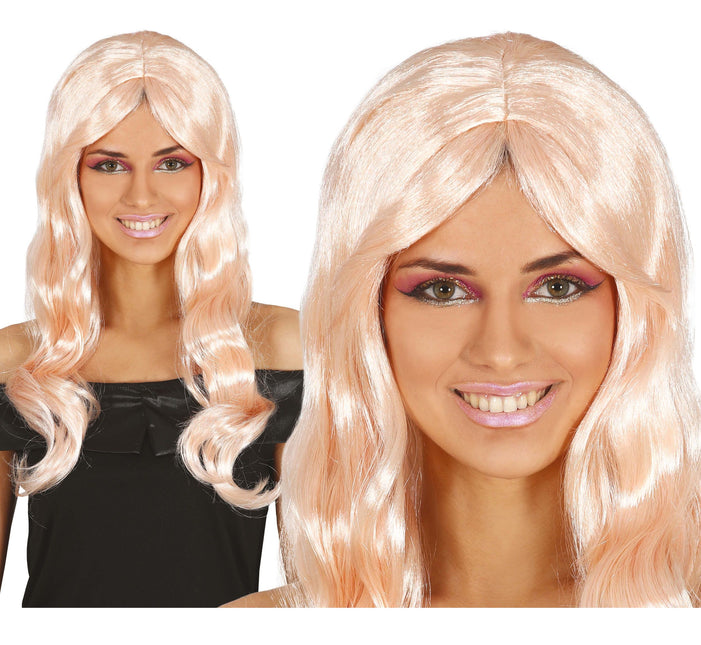 Perruque blonde cheveux longs ondulés