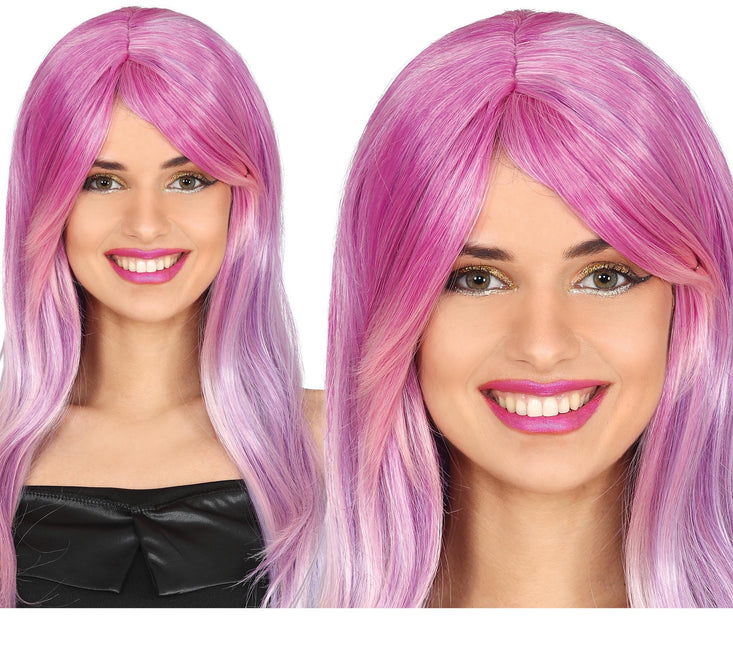 Perruque violette cheveux longs