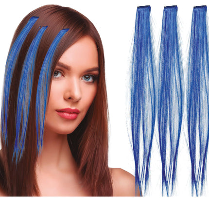 Extensions de cheveux bleues 50cm 3pcs