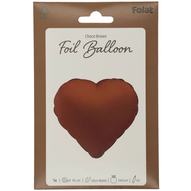 Ballon à hélium Coeur Chocolat Marron Mat 45cm Vide