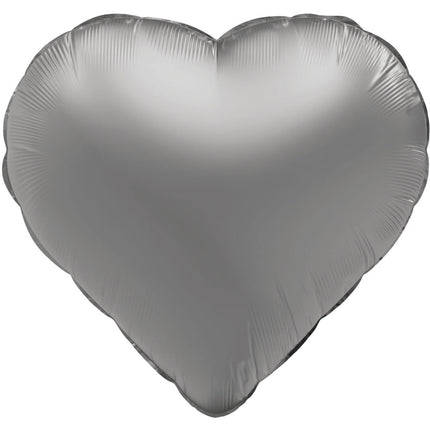 Ballon à l'hélium Heart Silver Satin 45cm Empty