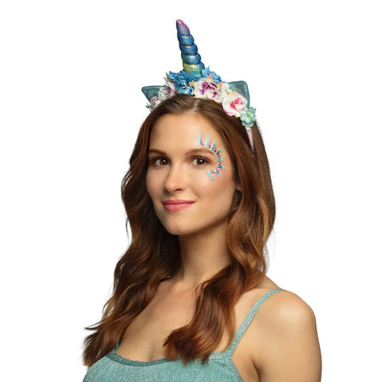 Bandeau de licorne coloré avec des fleurs