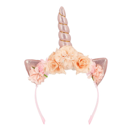 Bandeau de licorne rose avec des fleurs