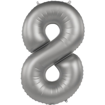 Ballon de baudruche Figure 8 Satin argenté 86cm vide