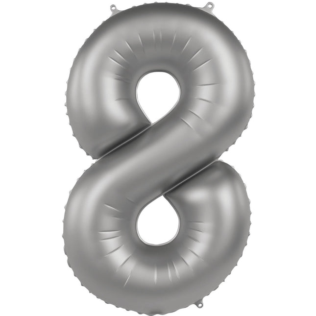 Ballon de baudruche Figure 8 Satin argenté 86cm vide