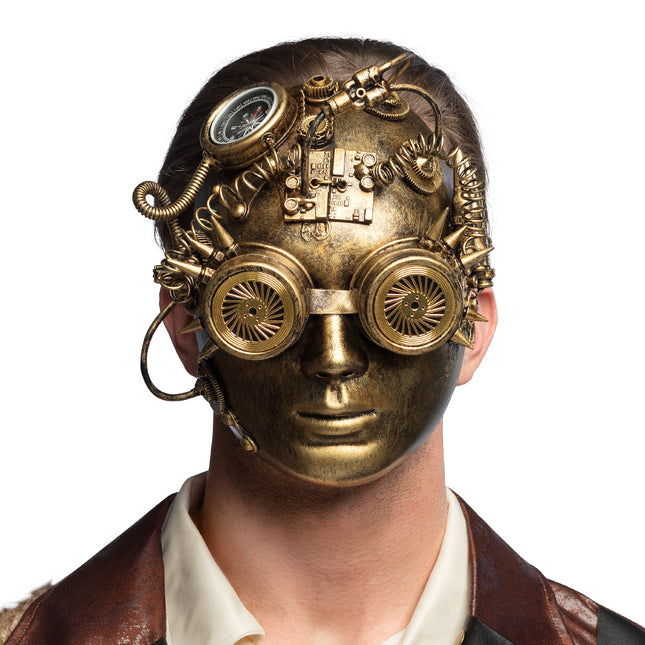 Masque Steampunk Compas d'or