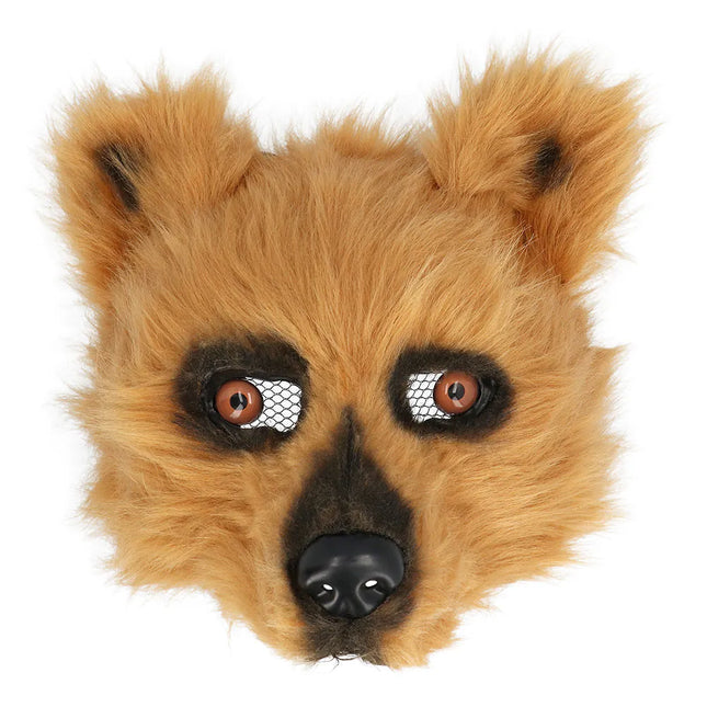 Masque d'ours en peluche marron