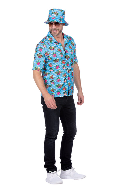 Chemise Hawaii bleu clair (V)