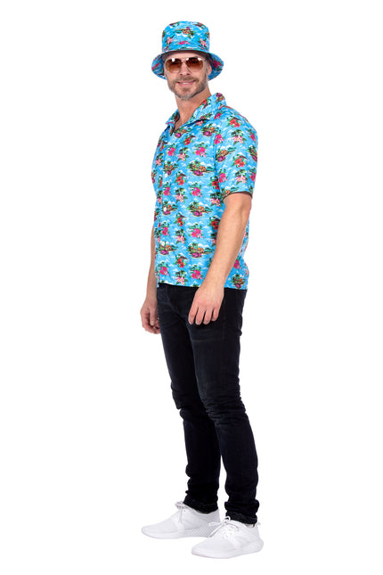 Chemise Hawaii bleu clair (V)