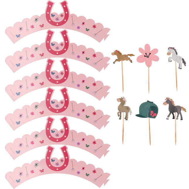 Ensemble de décoration pour petits gâteaux - Happy Horses - 6 pièces