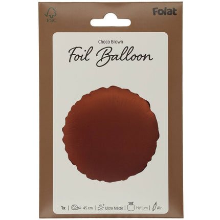 Ballon à hélium rond Chocolat brun mat 45cm vide