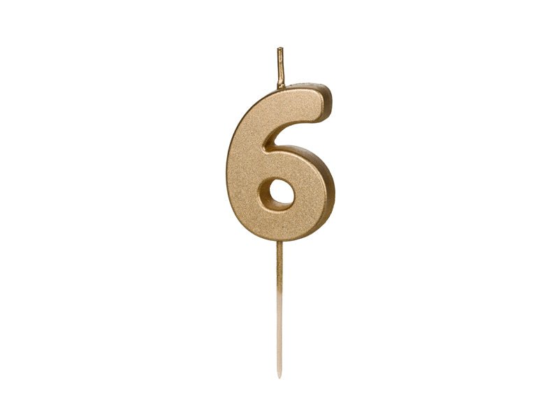 6 Jaar Kaars Goud 4,5cm - Partywinkel - 5904555032354