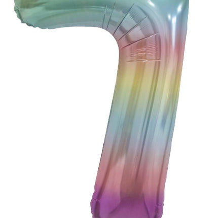 7 Jaar Helium Ballon Regenboog Pastel Leeg 86cm - Partywinkel - 5712735038443