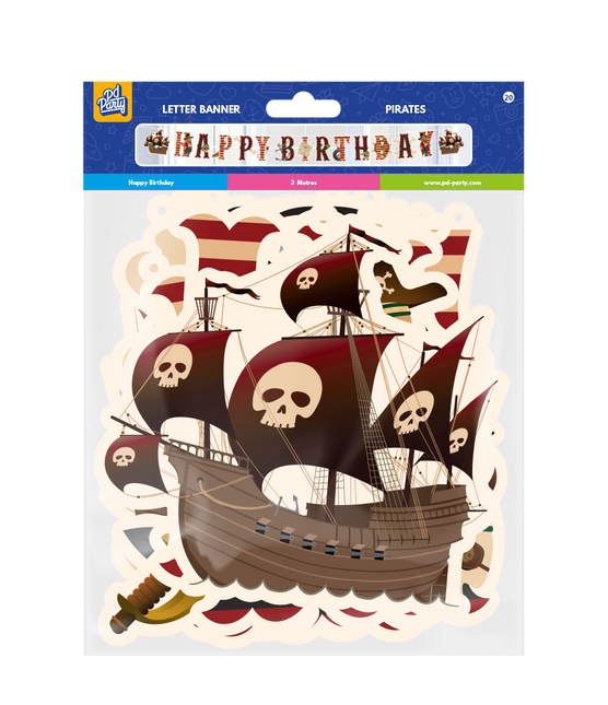 Guirlande de lettres Happy Birthday Pirates 3m