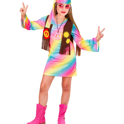 Costume de fille hippie arc-en-ciel enfant