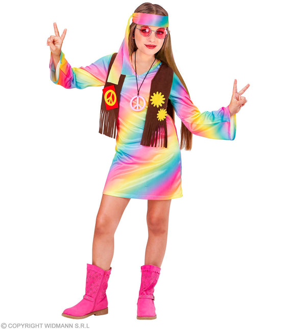 Costume de fille hippie arc-en-ciel enfant