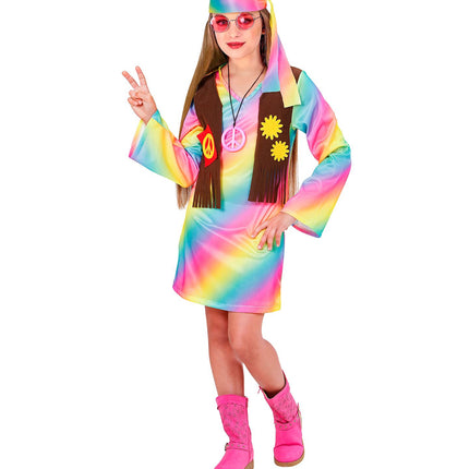 Costume de fille hippie arc-en-ciel enfant