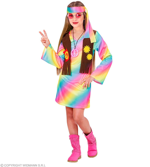 Costume de fille hippie arc-en-ciel enfant