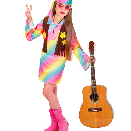 Costume de fille hippie arc-en-ciel enfant