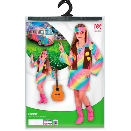 Costume de fille hippie arc-en-ciel enfant