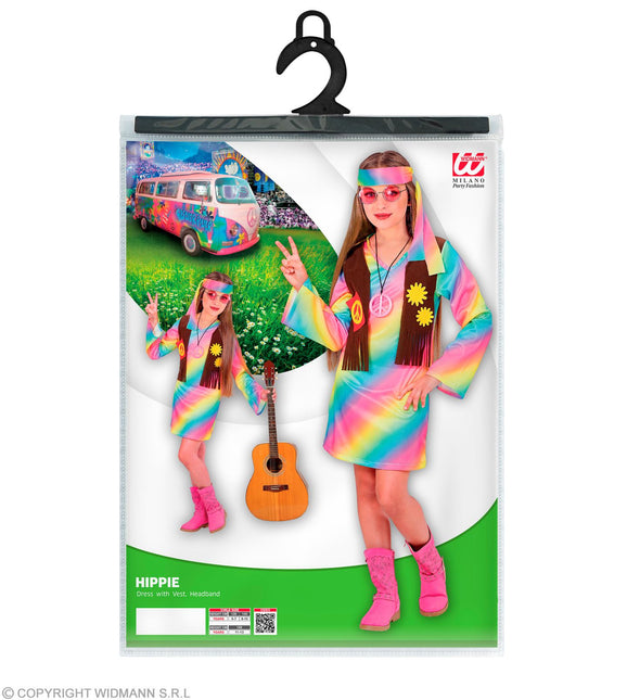 Costume de fille hippie arc-en-ciel enfant