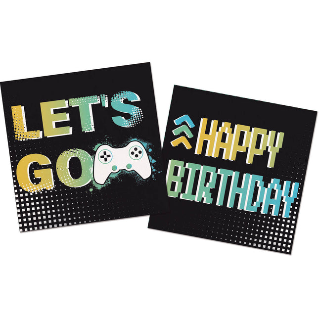 Serviettes de table Happy Birthday Gaming Party 33cm 20pcs