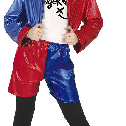 Harley Quinn Costume d'Halloween Fille Rouge Bleu