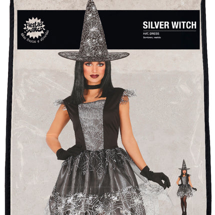 Costume de sorcière d'Halloween Dames Argent