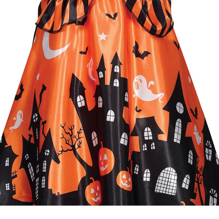 Costume d'Halloween sorcière fille citrouille orange