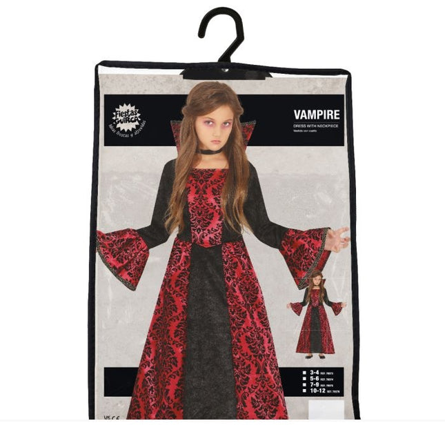 Costume d'Halloween Vampire Fille Noir Rouge