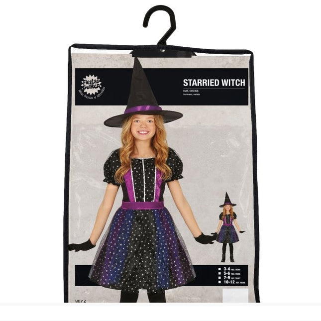 Sorcière Costume d'Halloween Fille Étoile Paillettes