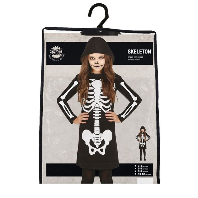 Costume d'Halloween Squelette Fille Noir Blanc