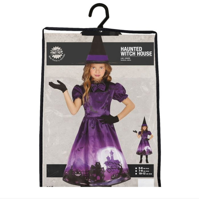 Robe d'Halloween sorcière fille violet