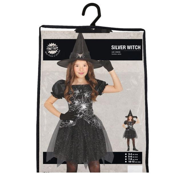 Costume d'Halloween sorcière fille argent