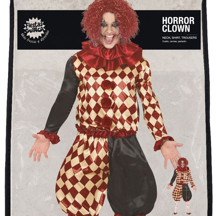 Horror Clown Halloween Costume Men Red