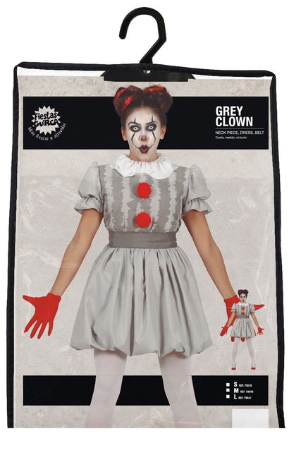 Horror Clown Halloween Costume Ladies Grey