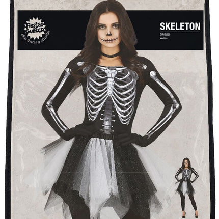 Robe d'Halloween Squelette Dames Noir