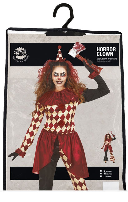 Horror Clown Halloween Costume Ladies Red Gold