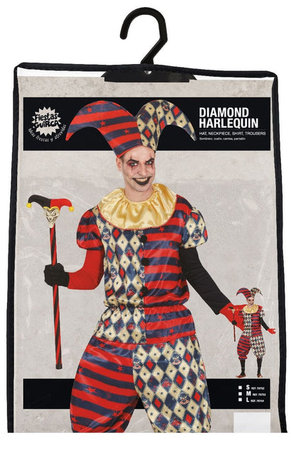 Costume d'Halloween Arlequin Homme Diamant