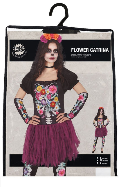 Squelette Costume d'Halloween Tutu féminin fleurs