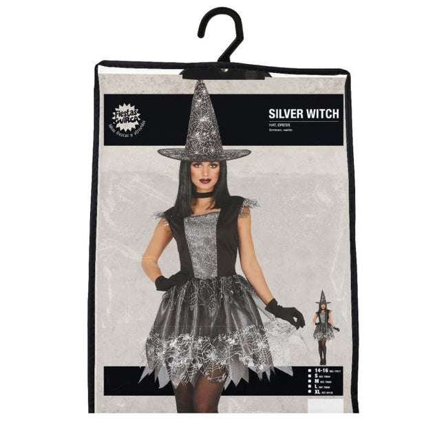 Costume de sorcière d'Halloween Dames Argent