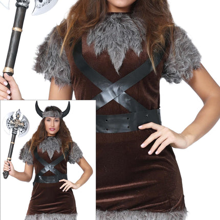 Costume de viking Marron Gris Dames