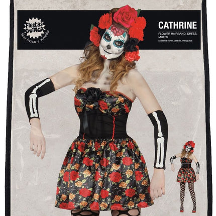 Costume d'Halloween Robe Femme Squelette Jour des Morts