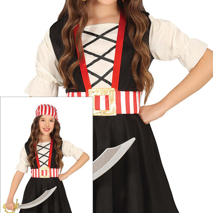 Costume de pirate Noir Rouge Fille