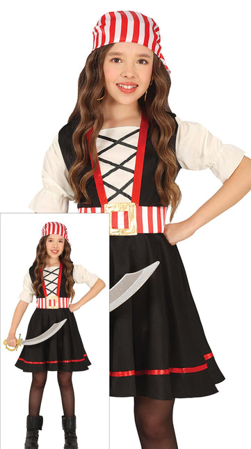 Costume de pirate Noir Rouge Fille