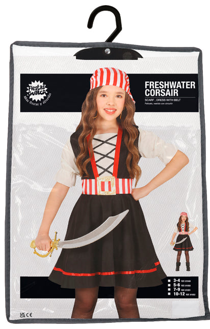 Costume de pirate Noir Rouge Fille