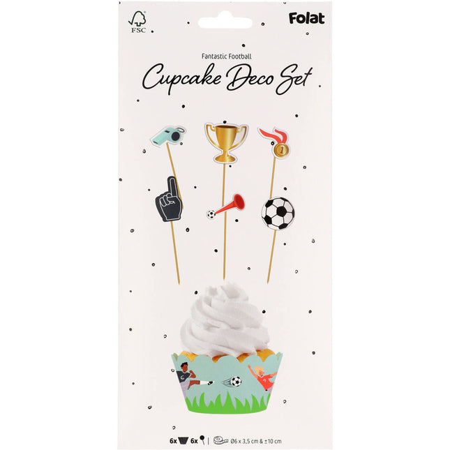 Set de décoration pour petits gâteaux - Fantastic Football - 6 pièces