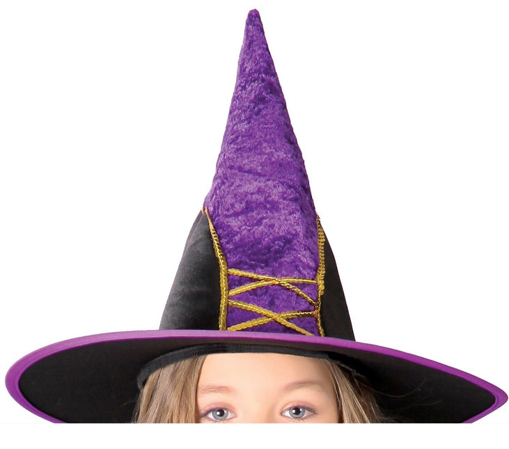 Costume d'Halloween de sorcière enfant en velours